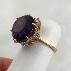 18k yellow gold amethyst diamond ring
